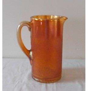 Vintage Jeannette Glass Iridescent Carnival Tree Bark Pattern 8.5" Water Pitcher